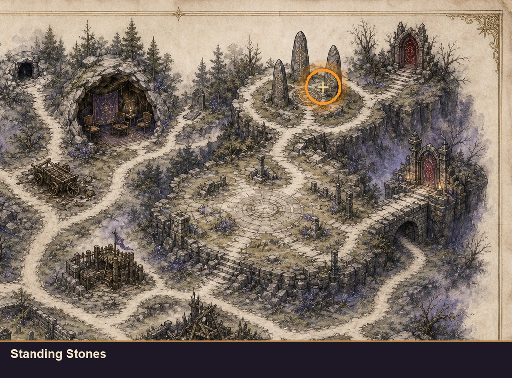 Location sketch for Standing Stones in Marvel's Midnight Suns