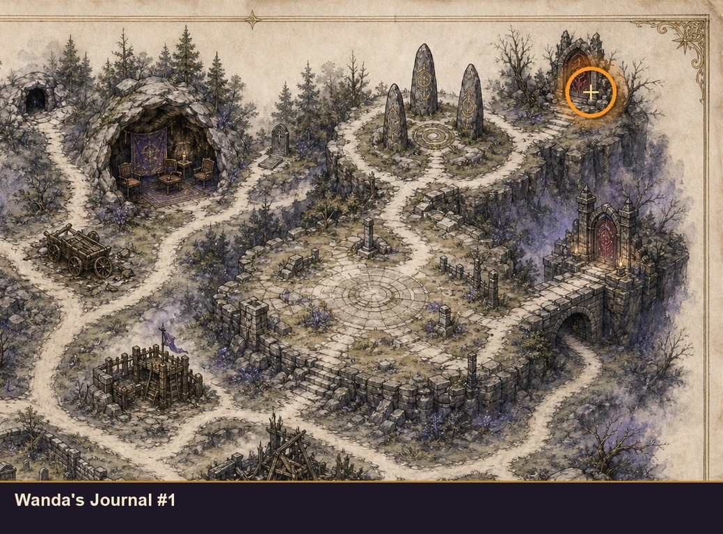 Location sketch for Wanda's Journal #1 in Marvel's Midnight Suns