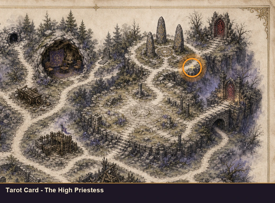 Location sketch for Tarot Card - The High Priestess in Marvel's Midnight Suns