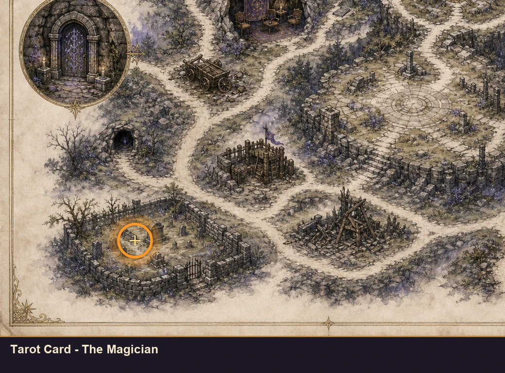 Location sketch for Tarot Card - The Magician in Marvel's Midnight Suns