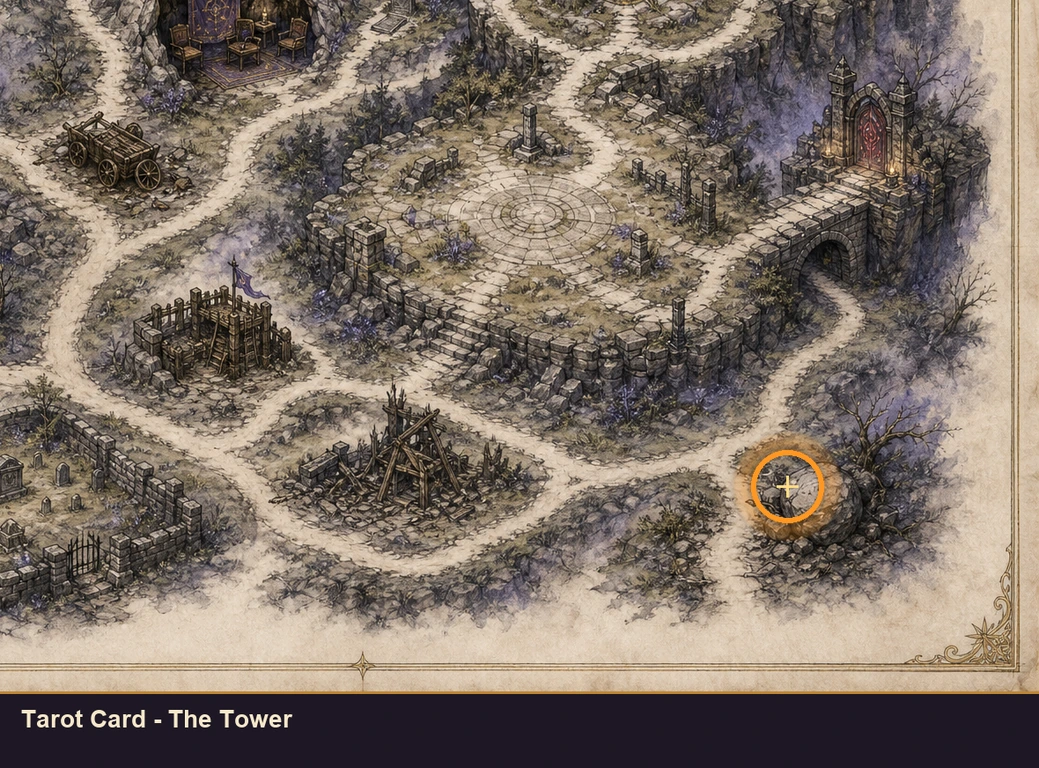 Location sketch for Tarot Card - The Tower in Marvel's Midnight Suns