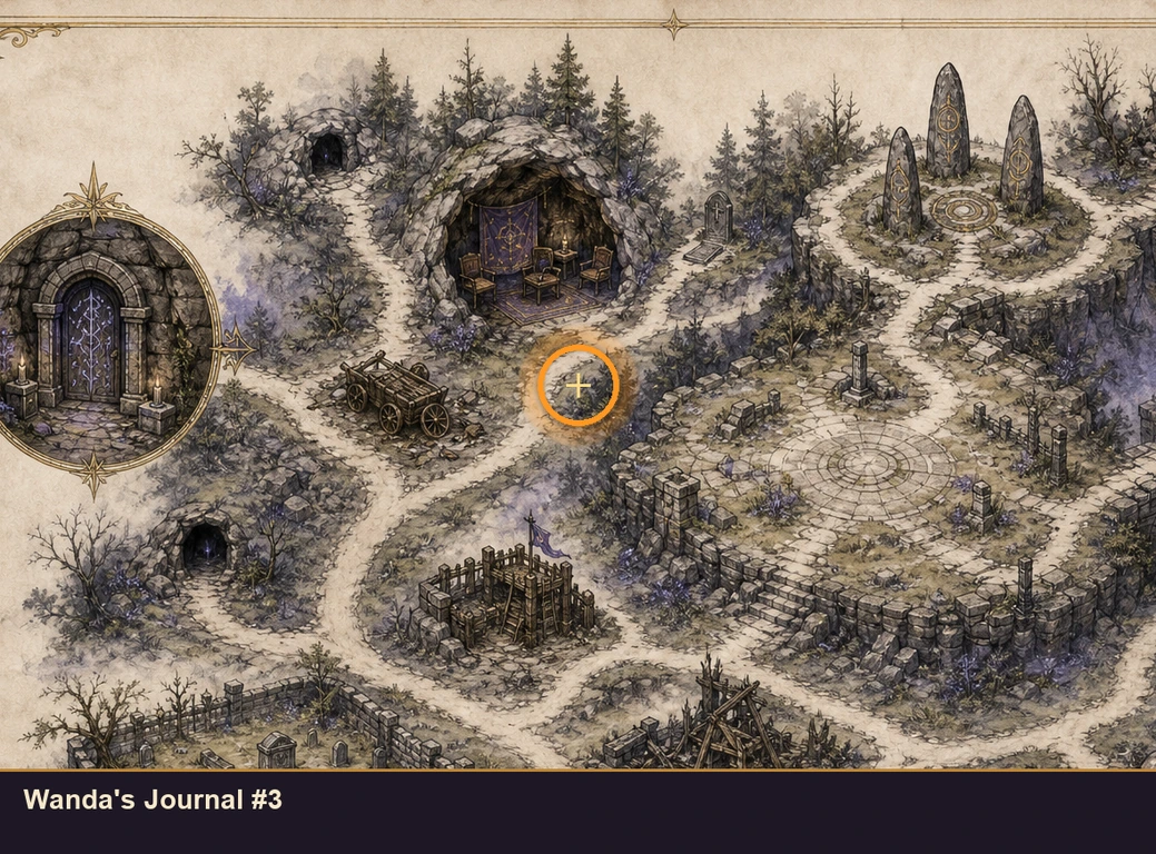 Location sketch for Wanda's Journal #3 in Marvel's Midnight Suns