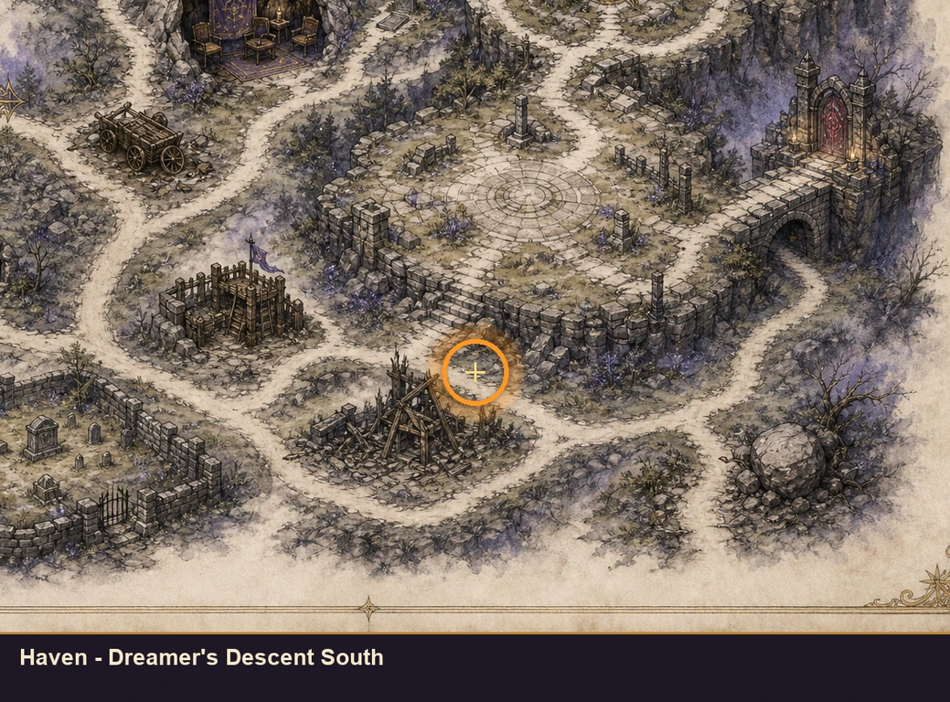 Location sketch for Haven - Dreamer's Descent South in Marvel's Midnight Suns