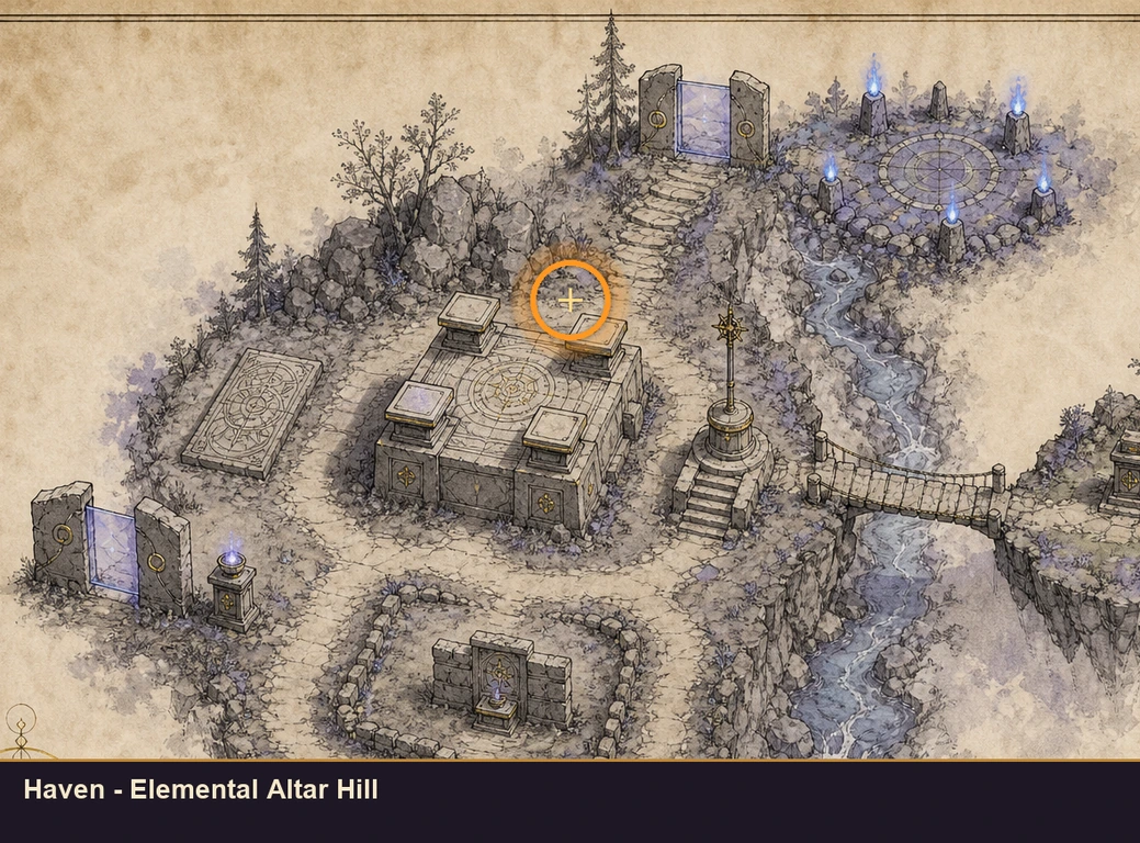 Location sketch for Haven - Elemental Altar Hill in Marvel's Midnight Suns