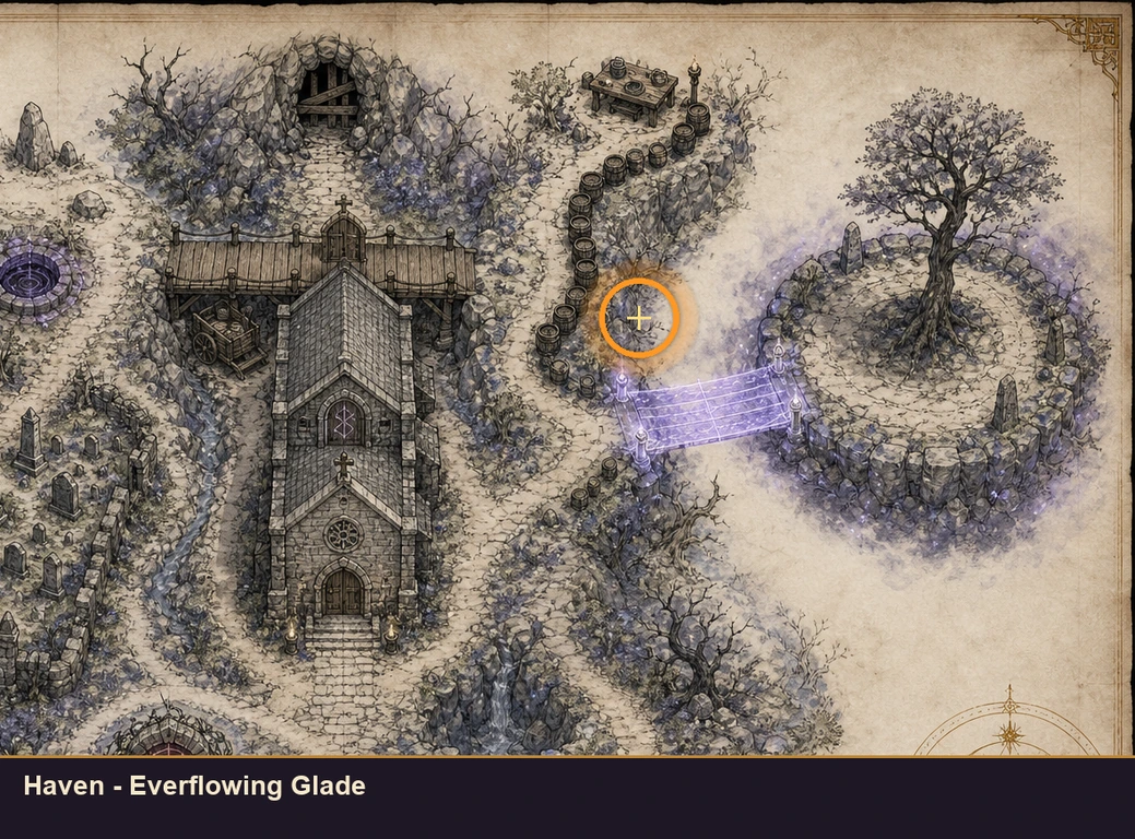 Location sketch for Haven - Everflowing Glade in Marvel's Midnight Suns