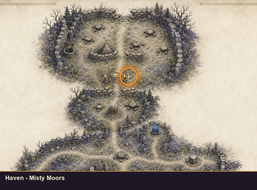 Location sketch for Haven - Misty Moors in Marvel's Midnight Suns