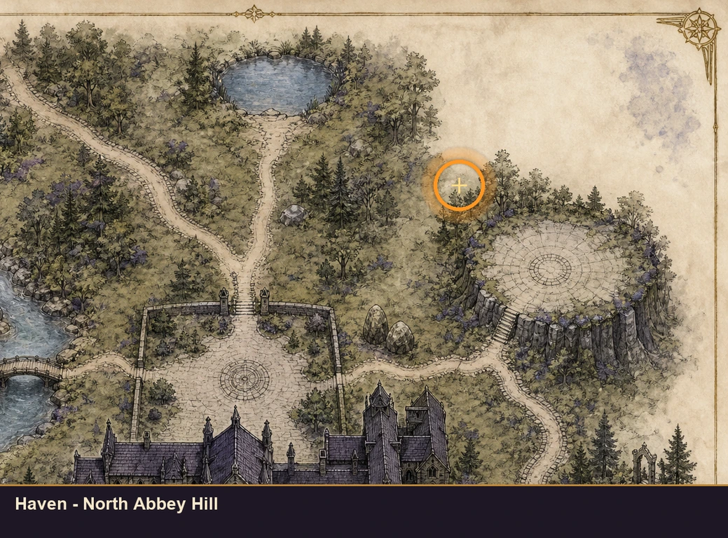 Location sketch for Haven - North Abbey Hill in Marvel's Midnight Suns