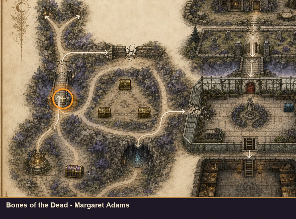 Location sketch for Bones of the Dead - Margaret Adams in Marvel's Midnight Suns