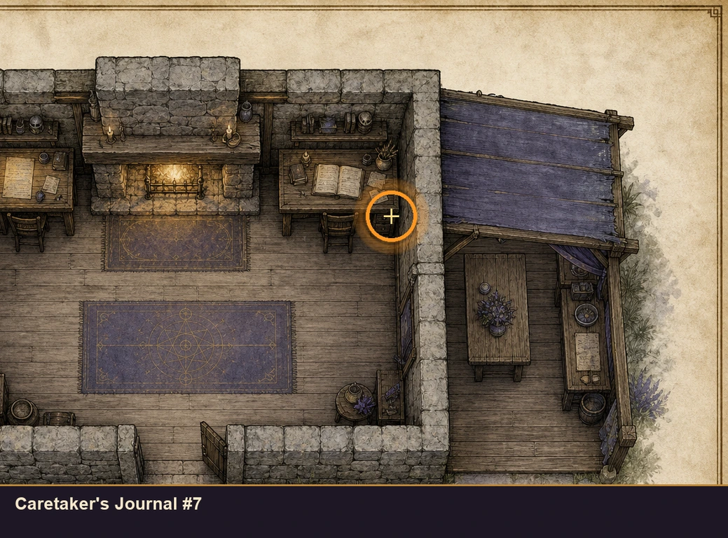 Location sketch for Caretaker's Journal #7 in Marvel's Midnight Suns
