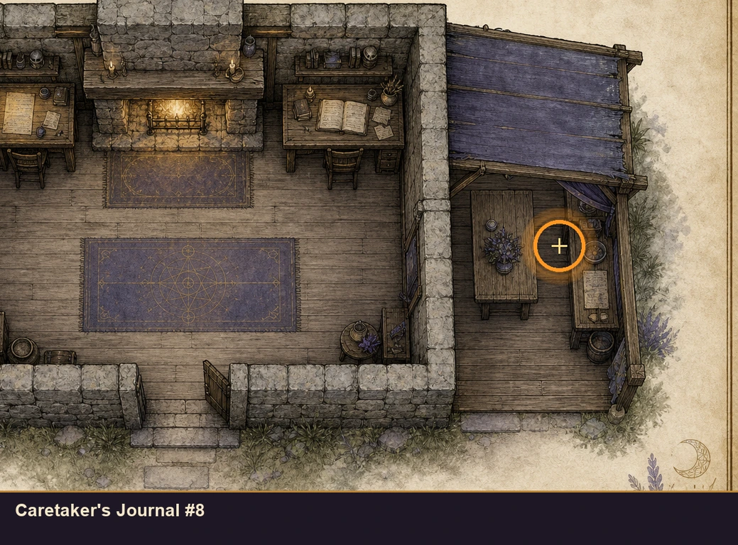Location sketch for Caretaker's Journal #8 in Marvel's Midnight Suns