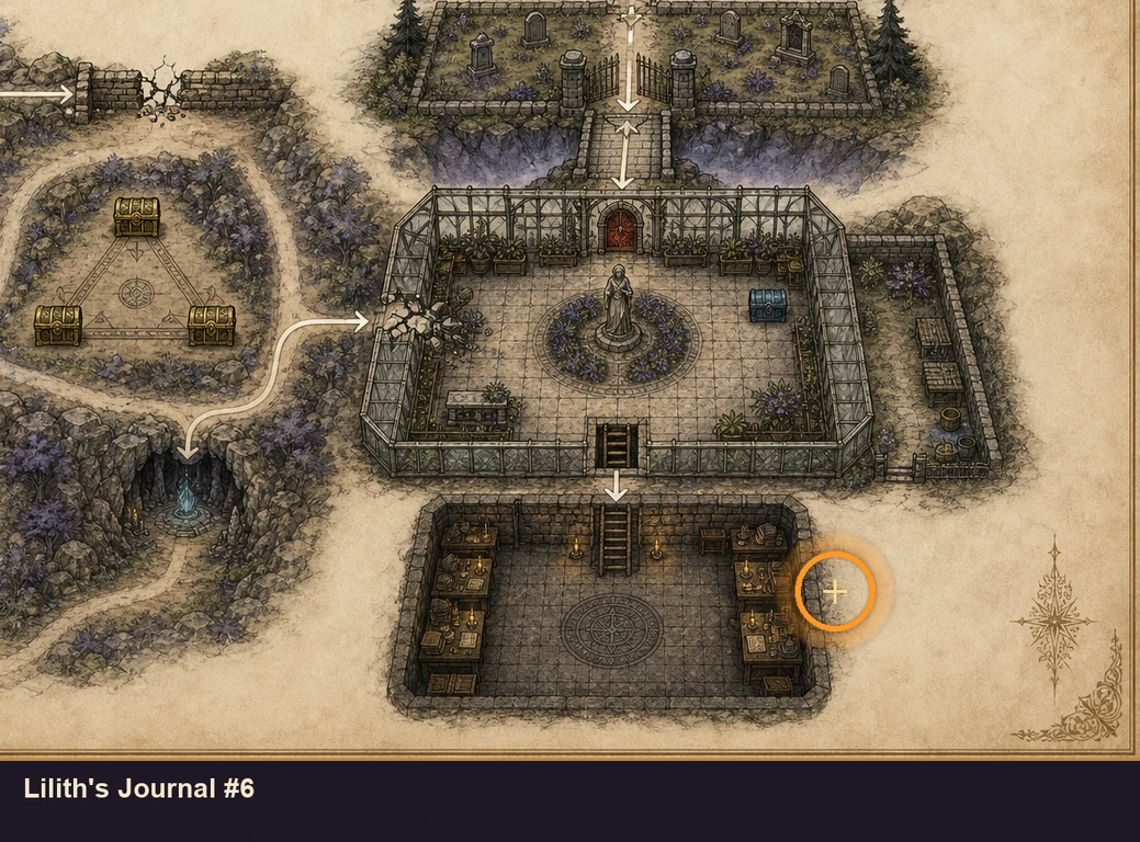 Location sketch for Lilith's Journal #6 in Marvel's Midnight Suns