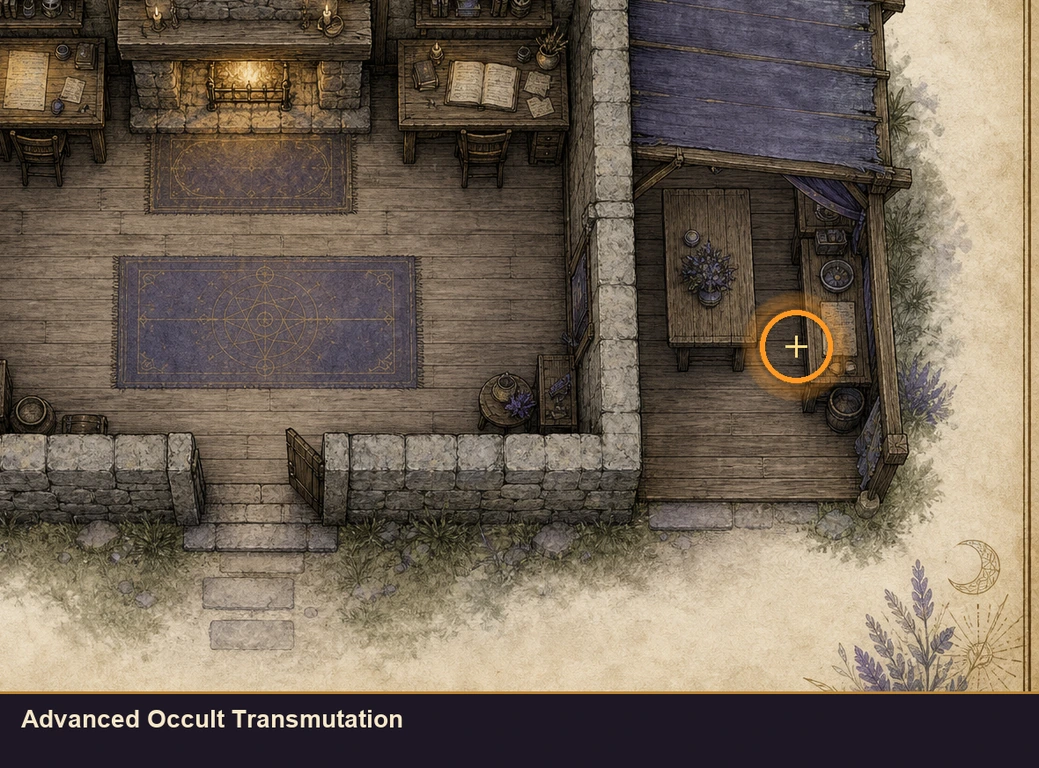 Location sketch for Advanced Occult Transmutation in Marvel's Midnight Suns