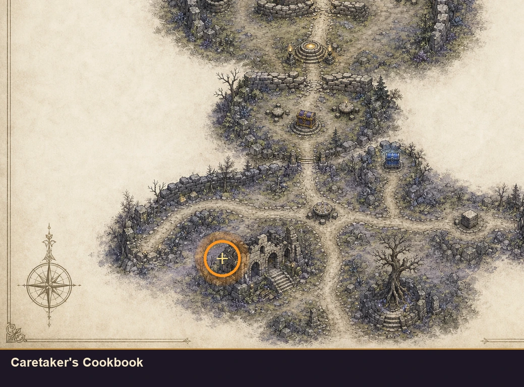 Location sketch for Caretaker's Cookbook in Marvel's Midnight Suns