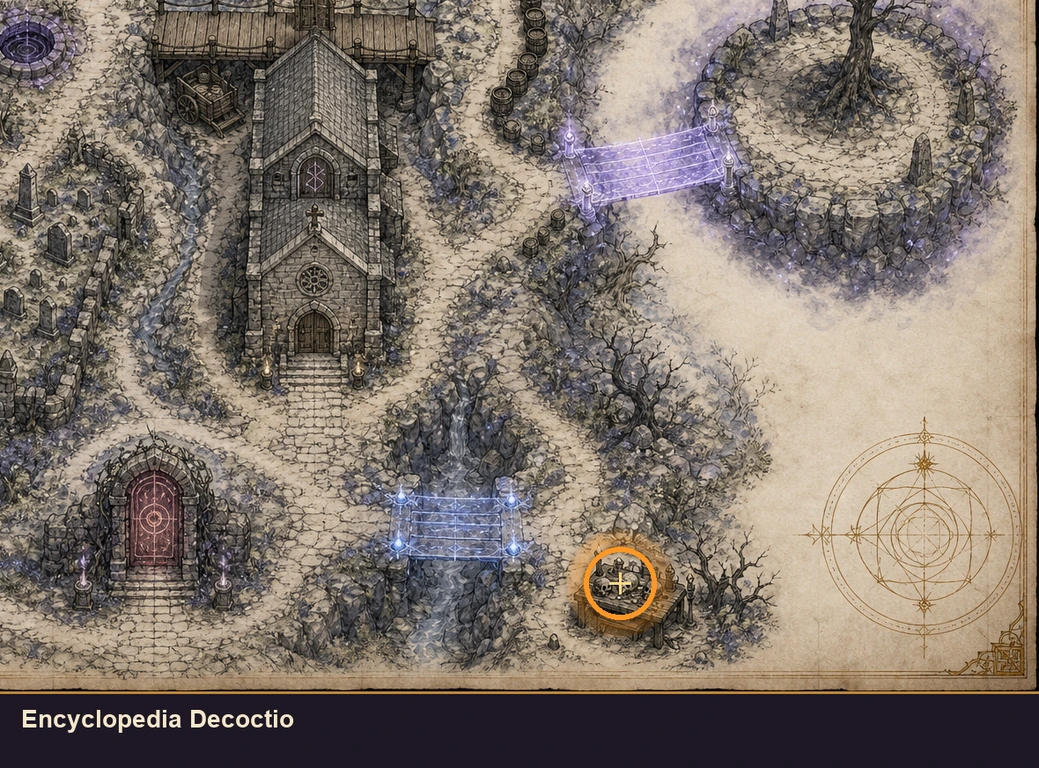 Location sketch for Encyclopedia Decoctio in Marvel's Midnight Suns