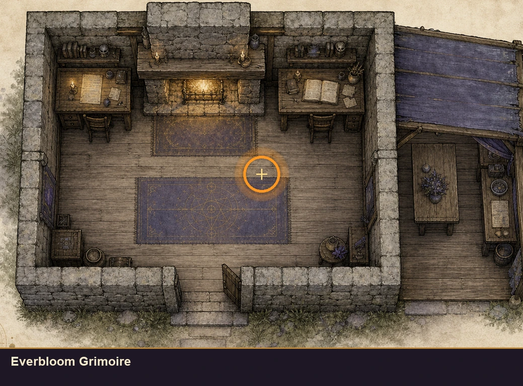 Location sketch for Everbloom Grimoire in Marvel's Midnight Suns