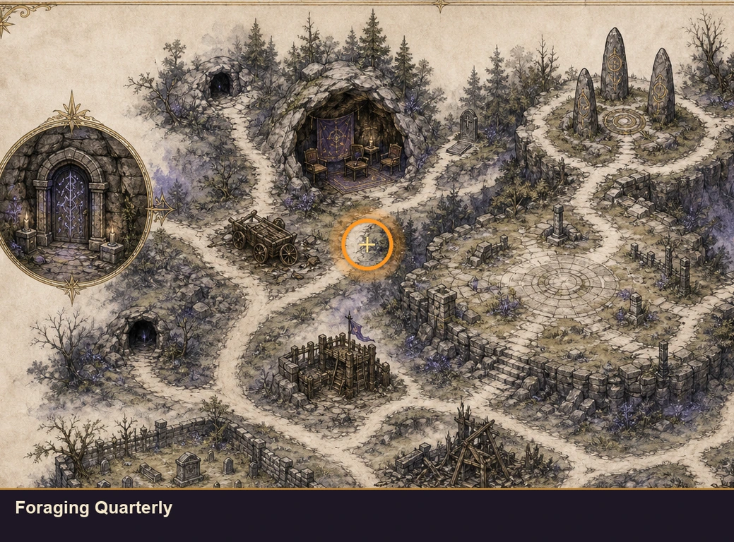 Location sketch for Foraging Quarterly in Marvel's Midnight Suns