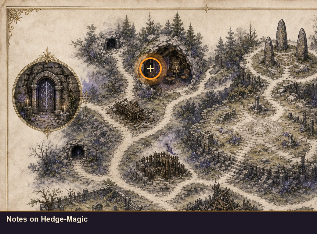 Location sketch for Notes on Hedge-Magic in Marvel's Midnight Suns