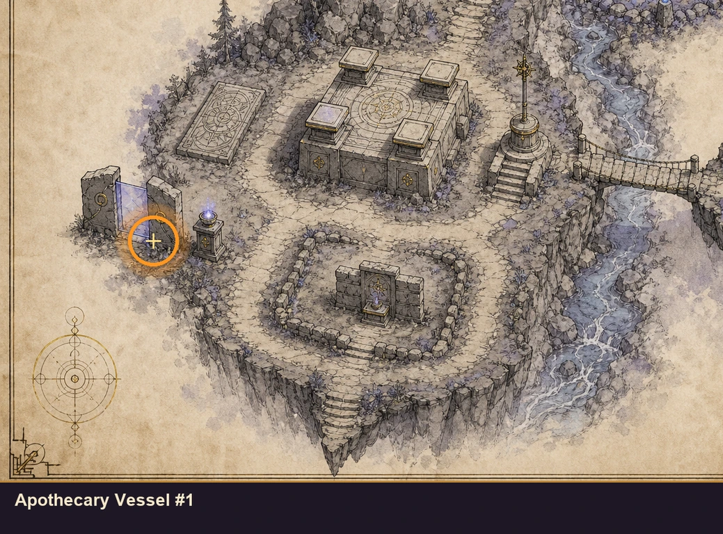 Location sketch for Apothecary Vessel #1 in Marvel's Midnight Suns