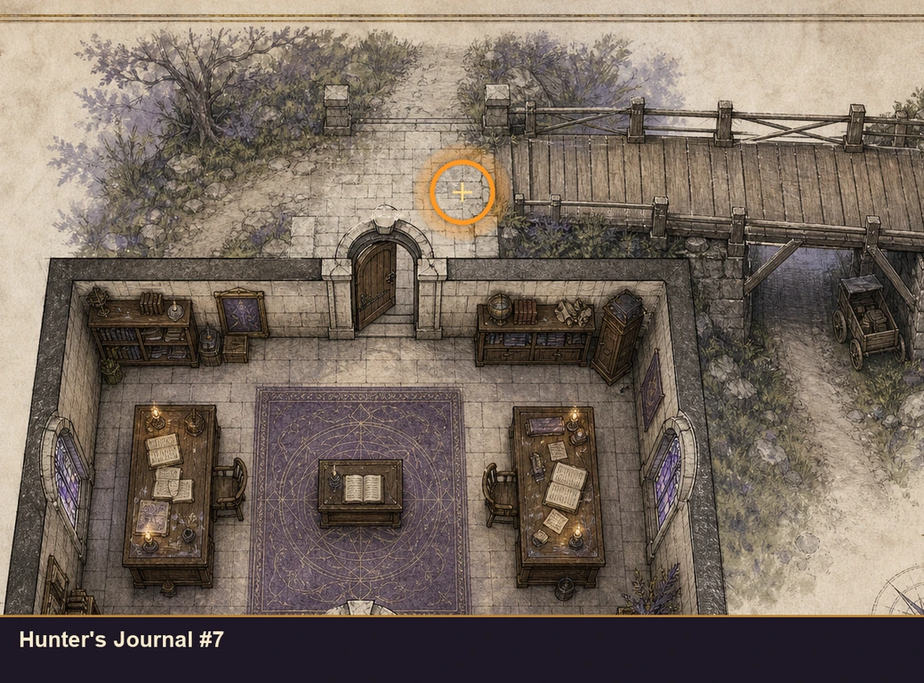 Location sketch for Hunter's Journal #7 in Marvel's Midnight Suns