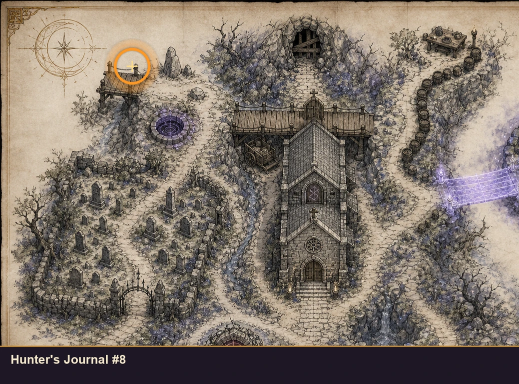Location sketch for Hunter's Journal #8 in Marvel's Midnight Suns
