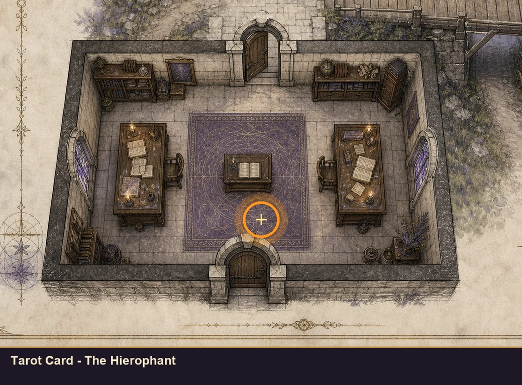 Location sketch for Tarot Card - The Hierophant in Marvel's Midnight Suns