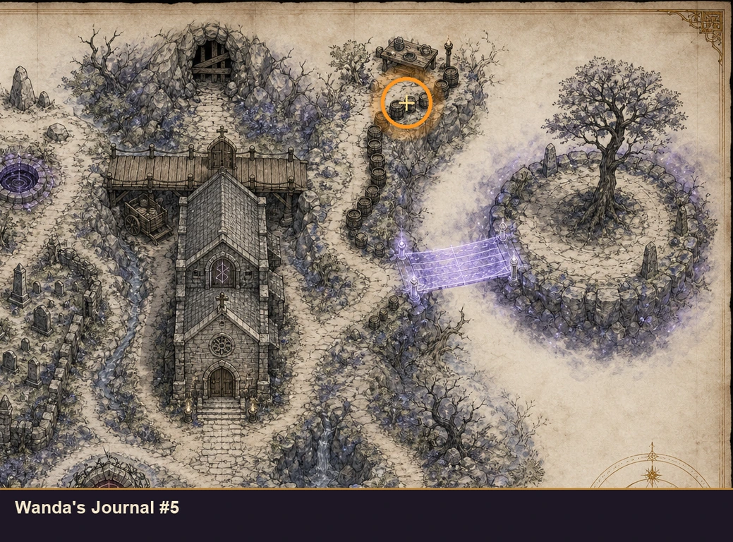 Location sketch for Wanda's Journal #5 in Marvel's Midnight Suns