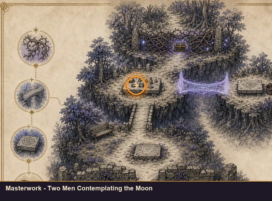 Location sketch for Masterwork - Two Men Contemplating the Moon in Marvel's Midnight Suns