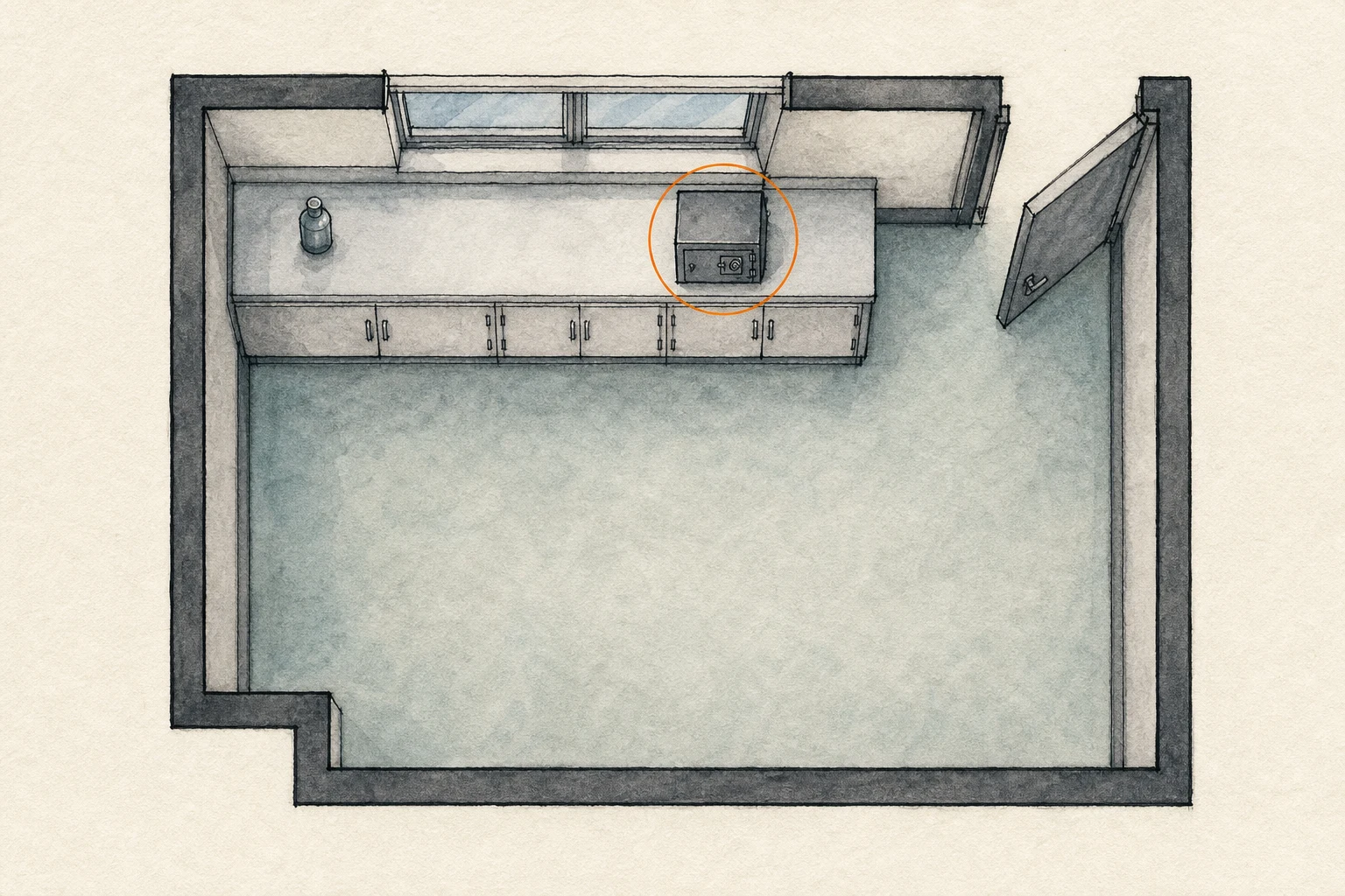 Location sketch for Safe #4 in Resident Evil: Requiem