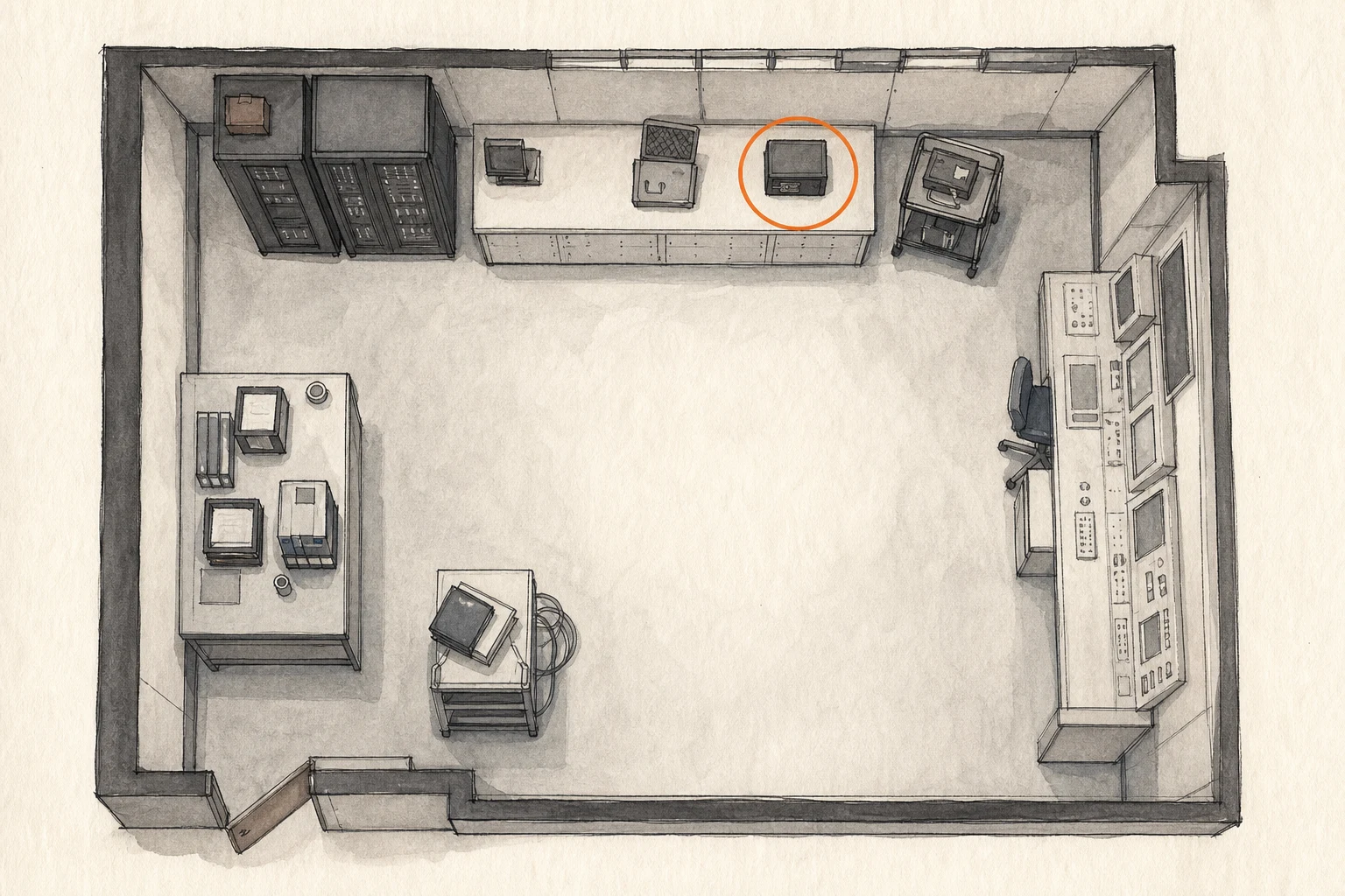 Location sketch for Safe #5 in Resident Evil: Requiem