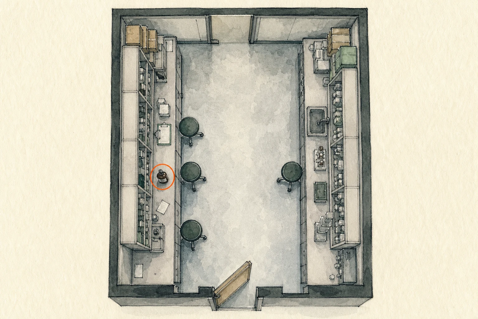Location sketch for Bottle of Acid in Resident Evil: Requiem