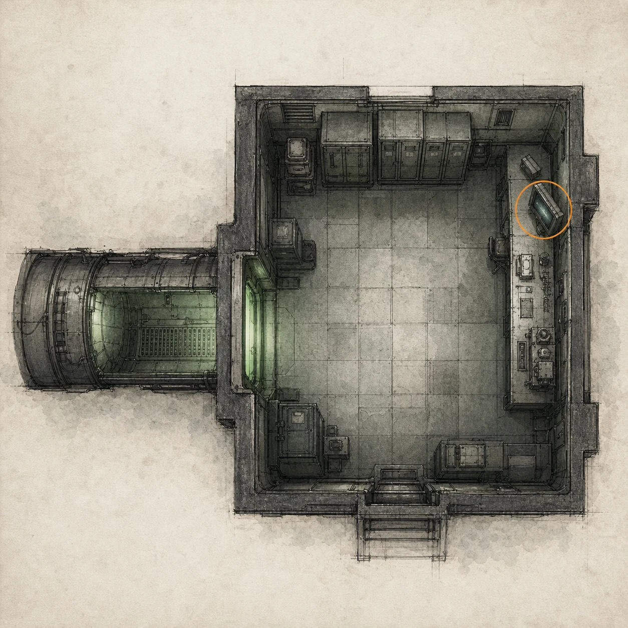 Location sketch for File #66 - N0-AH Status Report in Resident Evil: Requiem