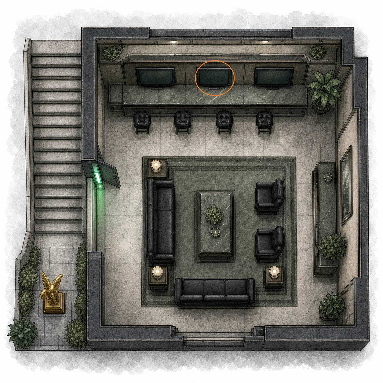 Location sketch for File #68 - Product Catalog 1 (2026) in Resident Evil: Requiem