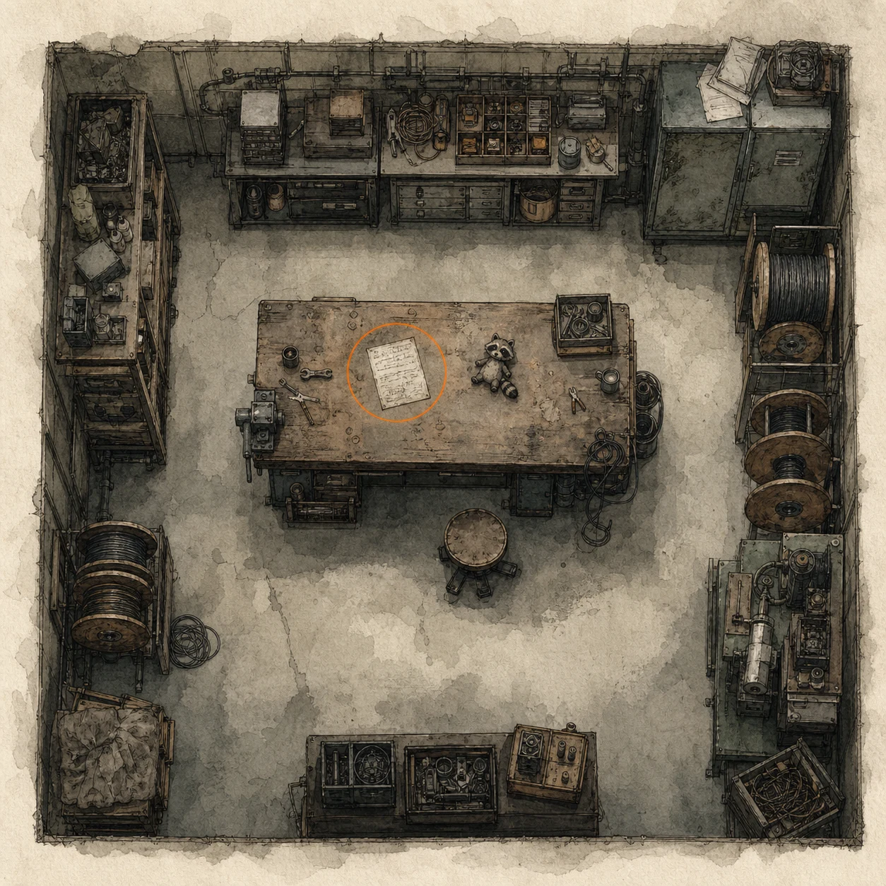 Location sketch for File #40 - Technician's Note in Resident Evil: Requiem