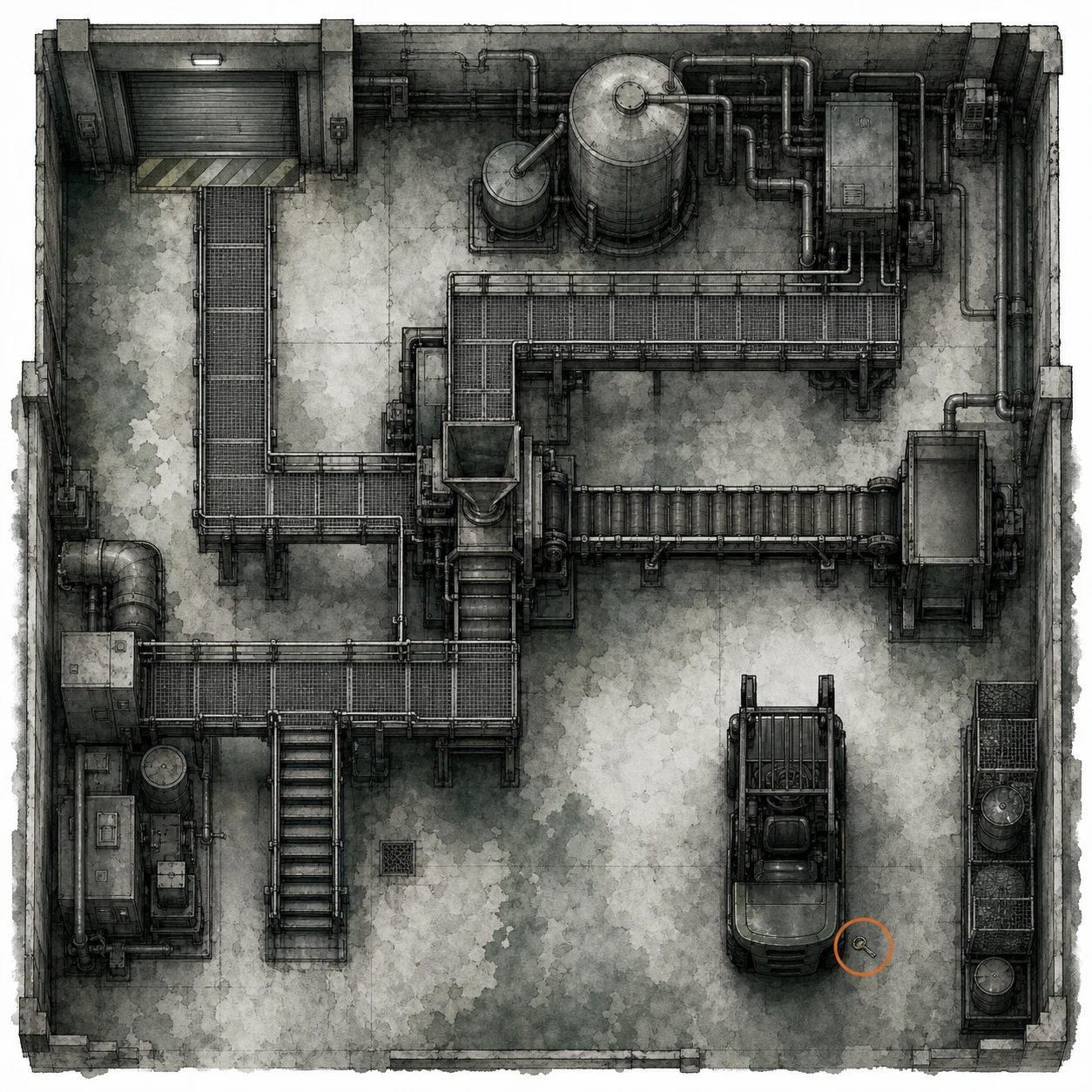 Location sketch for Forklift Key in Resident Evil: Requiem