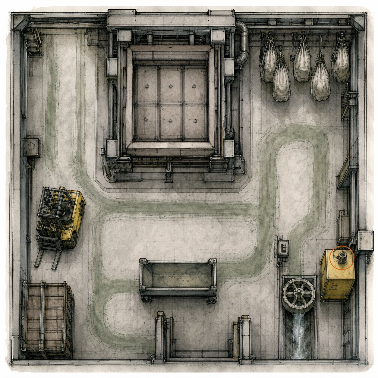 Location sketch for Joint Plug #3 in Resident Evil: Requiem