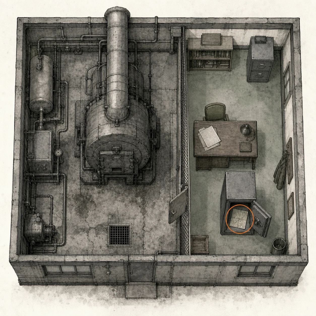 Location sketch for Raccoon Roundup Map (Rhodes Hill) in Resident Evil: Requiem
