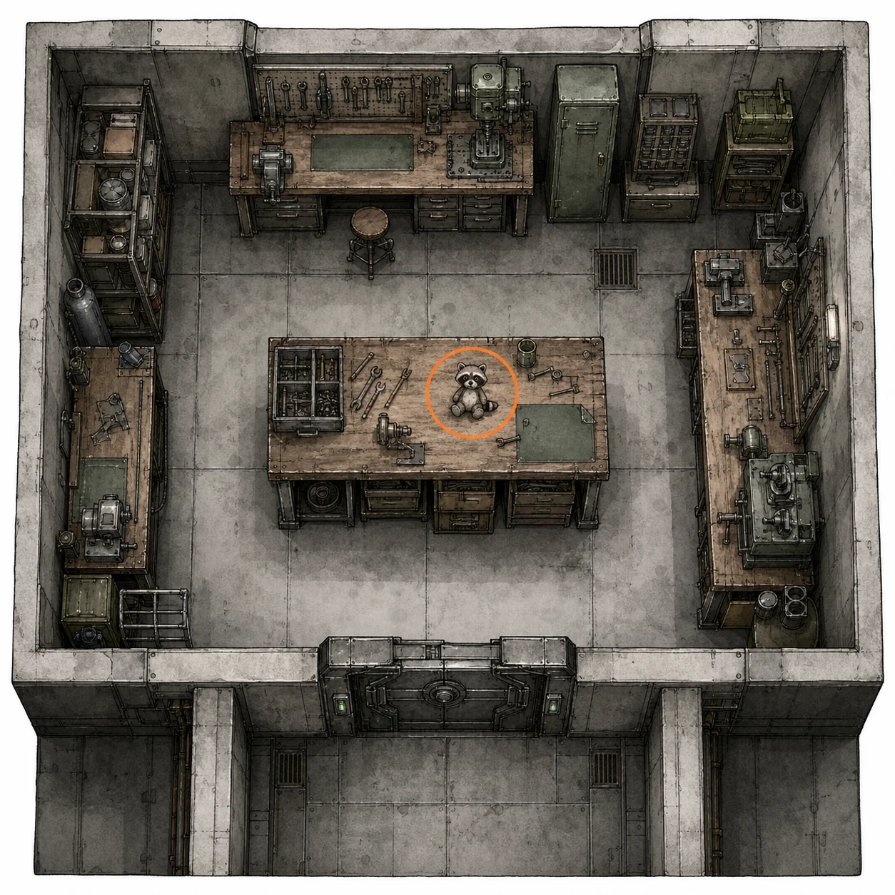 Location sketch for Mr. Raccoon #7 in Resident Evil: Requiem