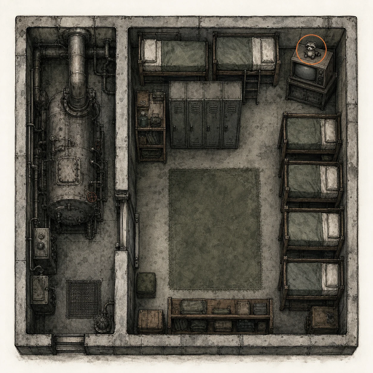 Location sketch for Mr. Raccoon #8 in Resident Evil: Requiem
