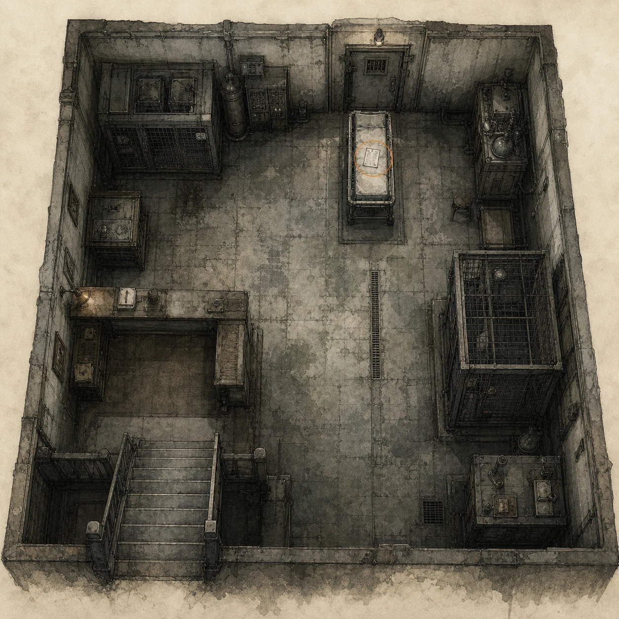 Location sketch for File #45 - Subject 170 Record in Resident Evil: Requiem