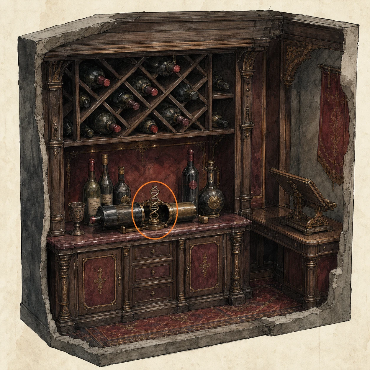 Location sketch for Double Helix Model in Resident Evil: Requiem