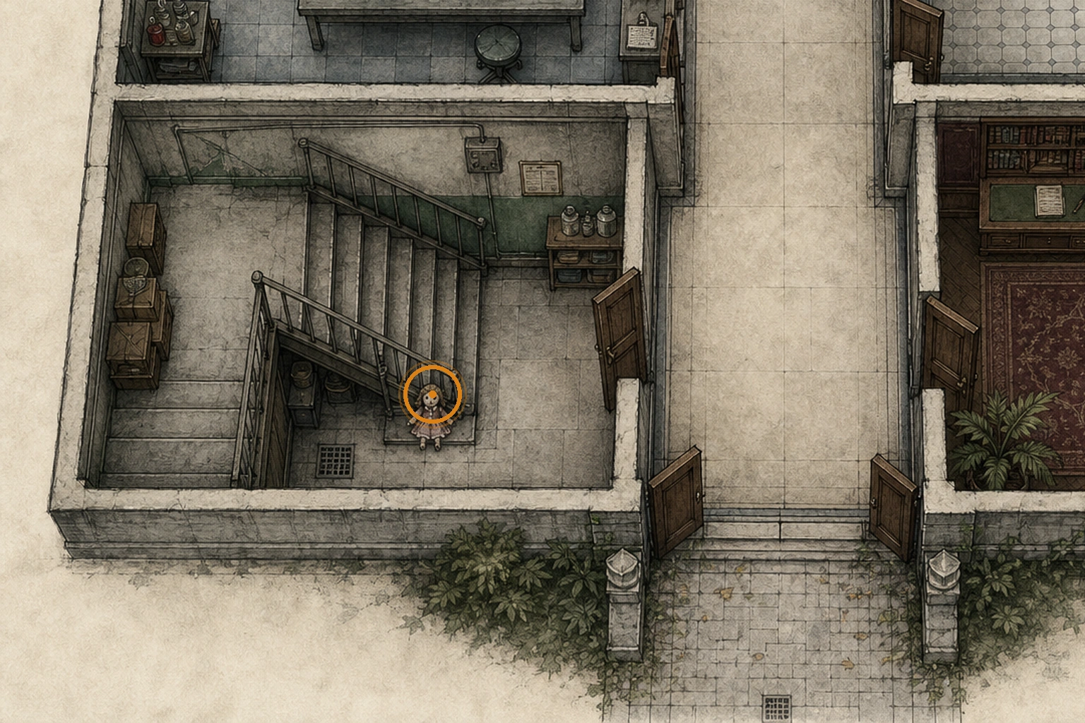 Location sketch for Marie's Doll in Resident Evil: Requiem