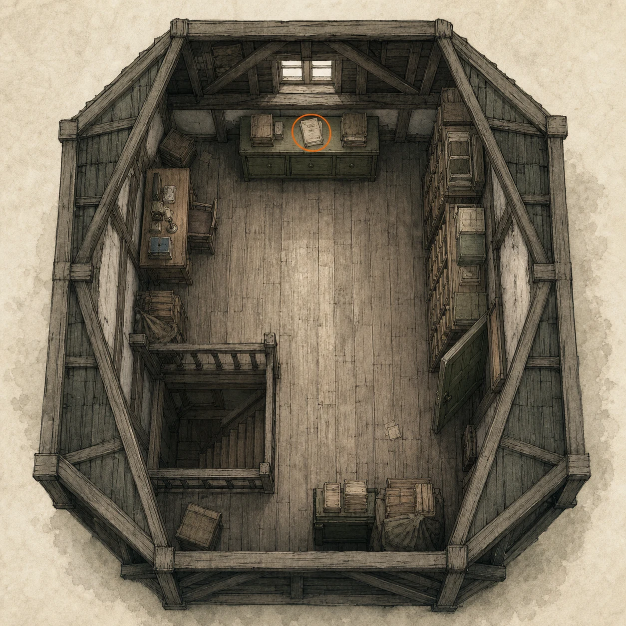 Location sketch for File #32 - Satiety Suppression Medical Records in Resident Evil: Requiem