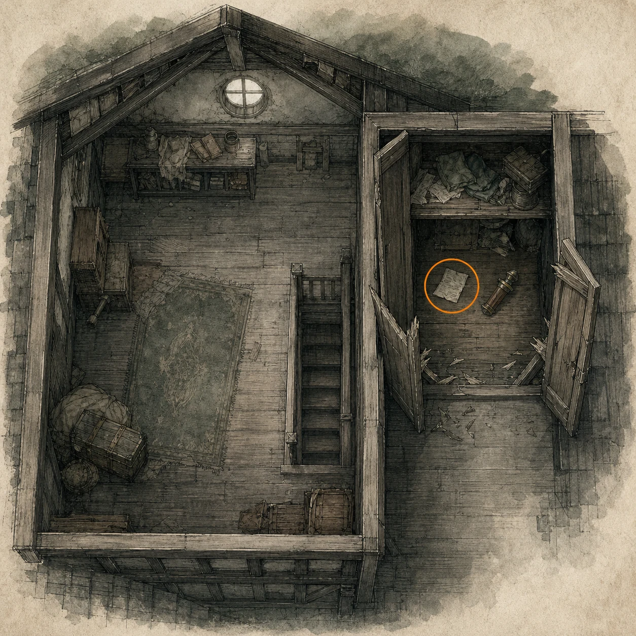 Location sketch for File #33 - Basement Safe Code in Resident Evil: Requiem