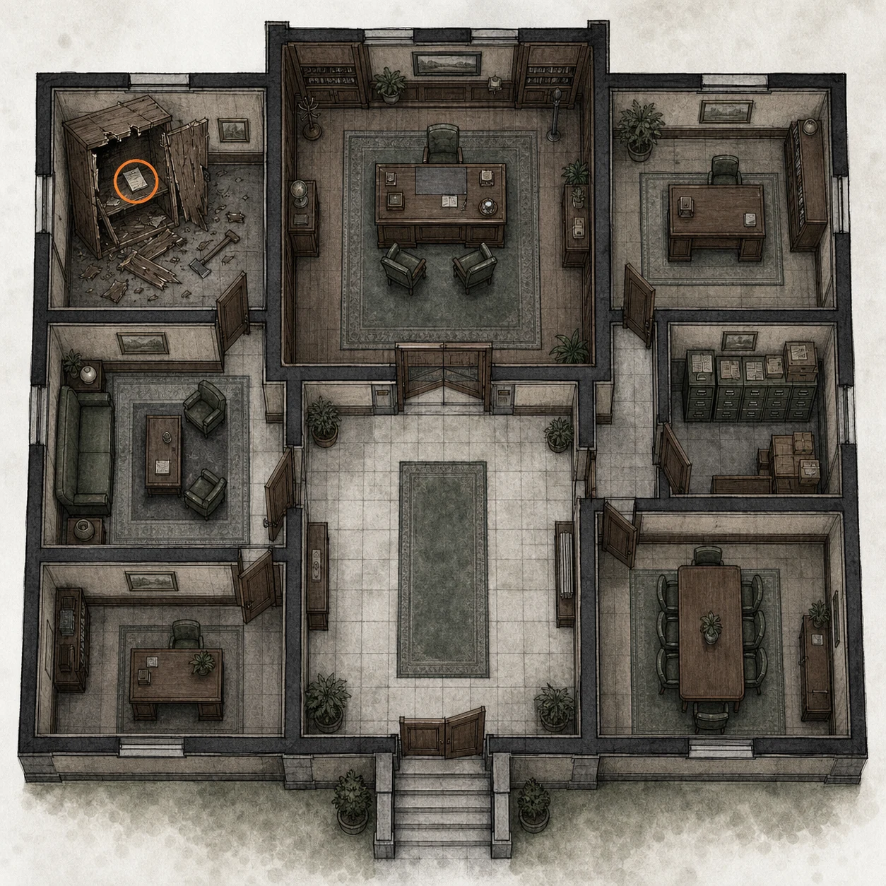 Location sketch for File #34 - Dishwasher's Note in Resident Evil: Requiem