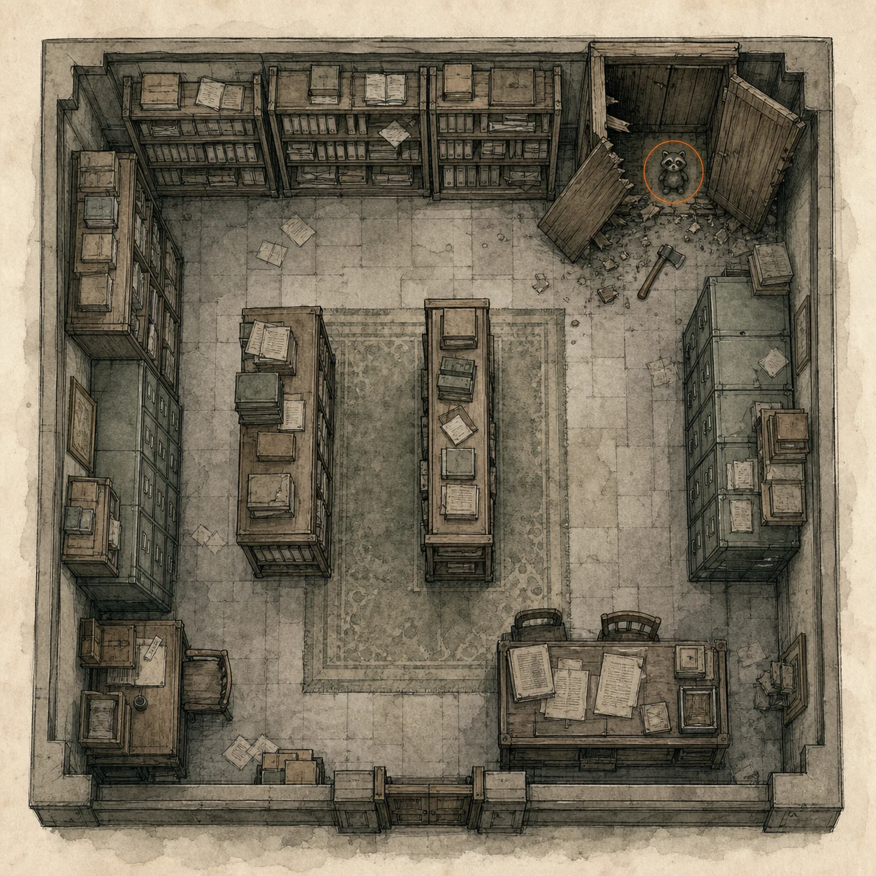Location sketch for Mr. Raccoon #6 in Resident Evil: Requiem
