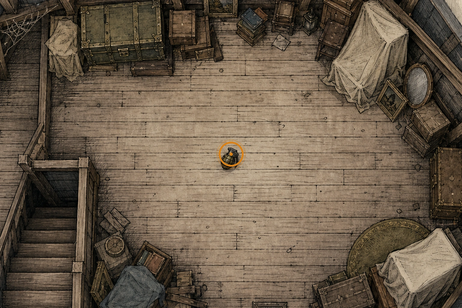 Location sketch for Hand Grenade in Resident Evil: Requiem