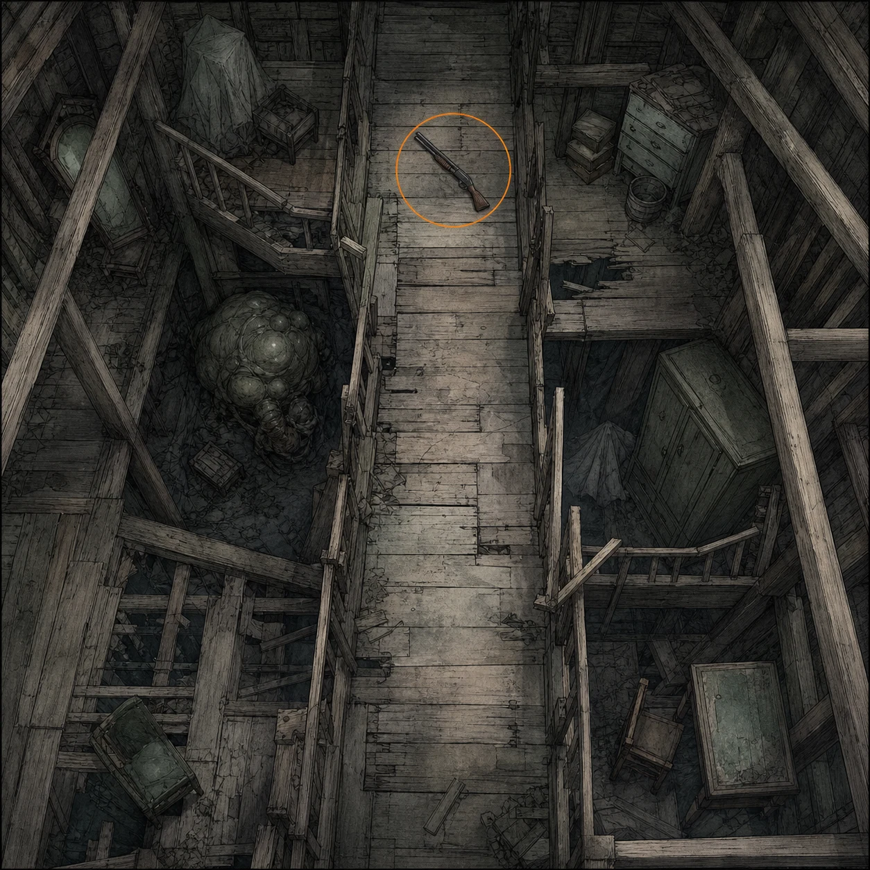 Location sketch for MSBG 500 (Shotgun) in Resident Evil: Requiem