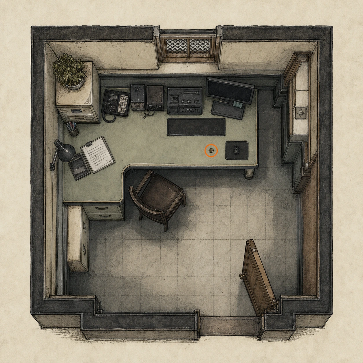 Location sketch for Antique Coin #2 in Resident Evil: Requiem