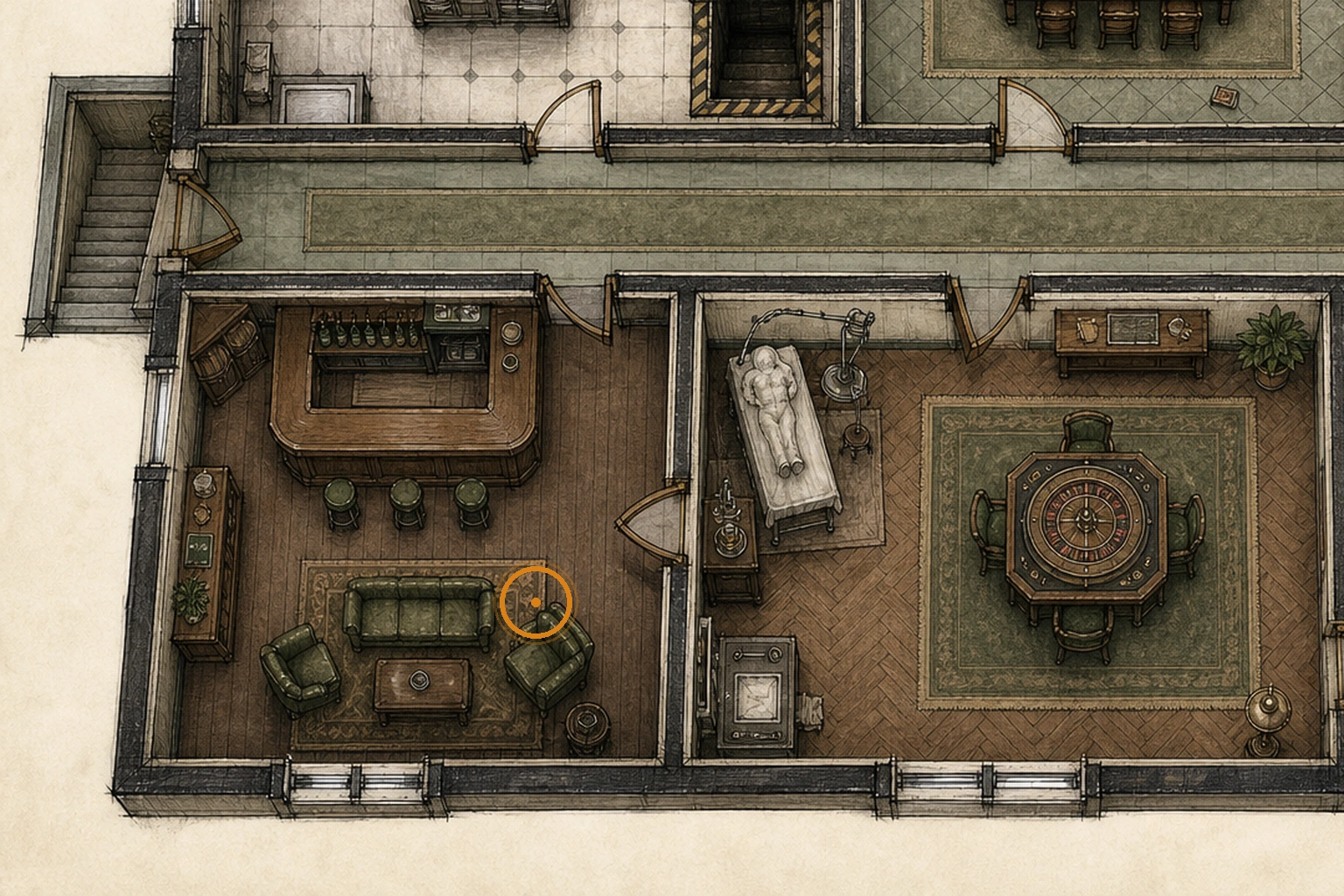 Location sketch for Antique Coin #5 in Resident Evil: Requiem