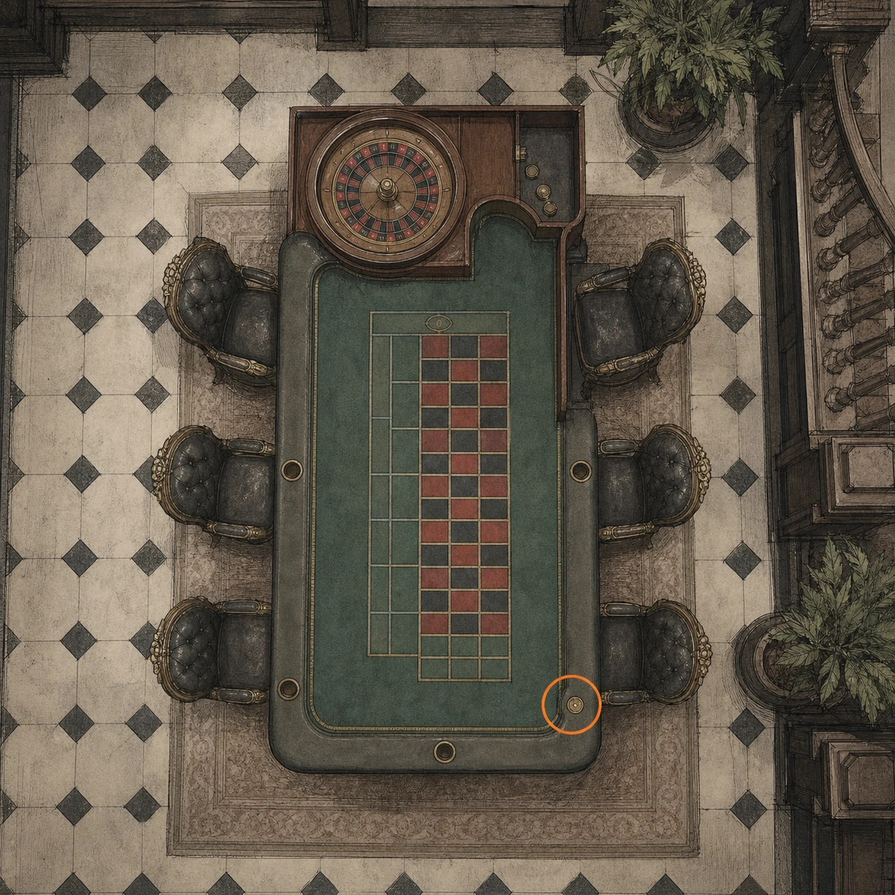 Location sketch for Antique Coin #9 in Resident Evil: Requiem